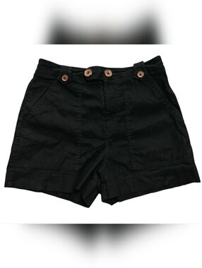 Maeve Anthropologie Button-Front Black Chino Shorts, 6